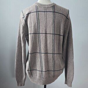 Croft & Barrow Sweater Mens Medium Gray Plaid Windowpane Knit Crewneck Cotton